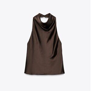 Satin Brown Halter Top